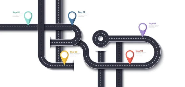 Road Trip Journey Route Business Journey Infographic Design Template Pin — Stok Vektör