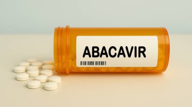 Bir kutu ABACAVIR, HIV enfeksiyonunu antiretroviral olarak tedavi etmek için kullanılan bir hastane eczane masasının üzerinde..