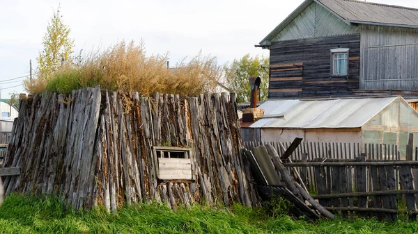 Quarto Para Khoton Gado Feito Esterco Vaca Madeira Overgrown Com — Fotografia de Stock