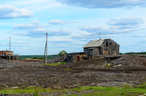 Une Ancienne Scierie Abandonnée Dresse Sur Rive Fleuve Nord Dans — Photo