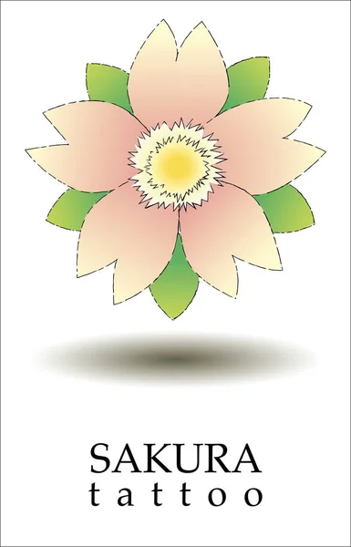 Logo Sakura Tätowierung mit Tätowierung Stil — Stockvektor