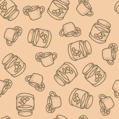 Sorunsuz vektör desen çay limon ve vişne reçelli bej