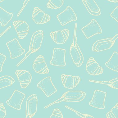 Ekmek, tereyağı ve kruvasan ile sorunsuz vektör desen