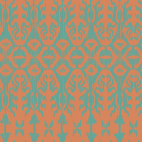 Modèle ikat vectoriel sans couture vert et rouge — Image vectorielle