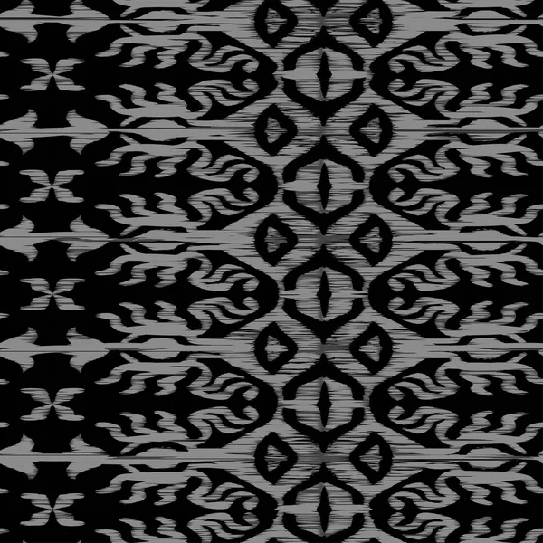 Modèle ikat vectoriel sans couture noir et gris — Image vectorielle