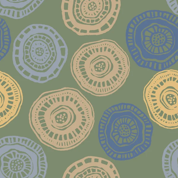 Vektör yeşil Aborjin çiçekli seamless modeli