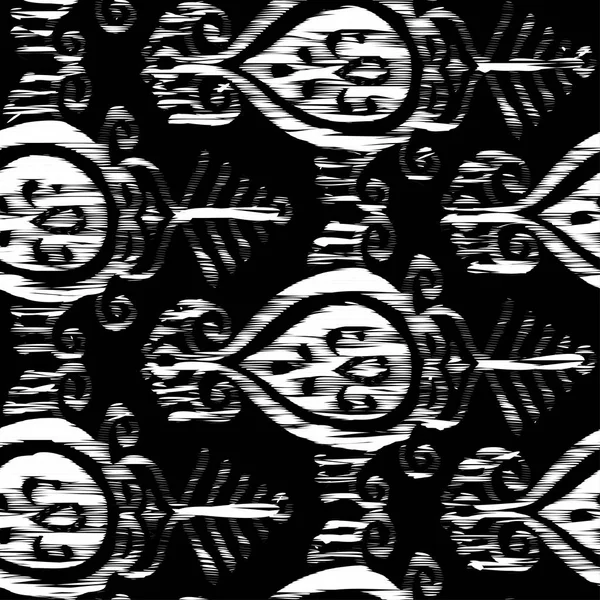 Modèle ikat vectoriel sans couture noir et blanc — Image vectorielle