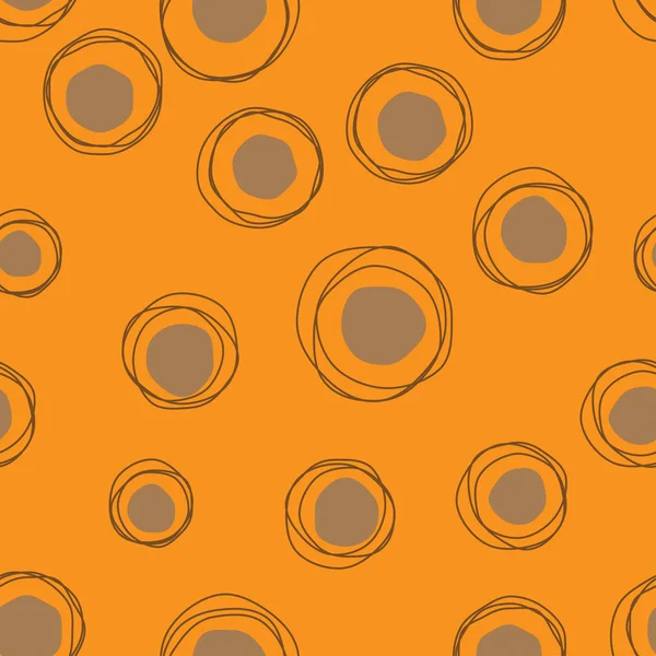 Vektor sketsa anak bulat pola oranye mulus - Stok Vektor