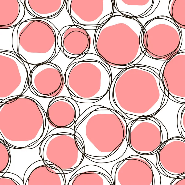 Vektor sketsa anak bulat pola merah muda mulus — Foto Stok Gratis