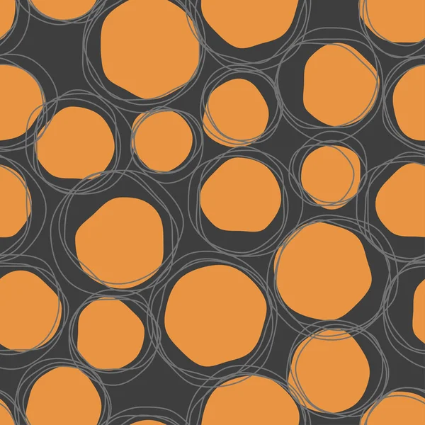 Vektor sketsa anak bulat seamless oranye pola buah - Stok Vektor