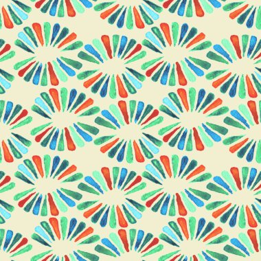 Tatlı retro 3-renk çiçek desenle sorunsuz suluboya