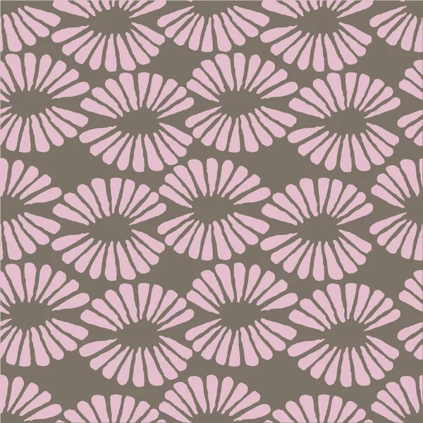 Sömlös vektor brun och rosa mönster med retro blommor — Stock vektor