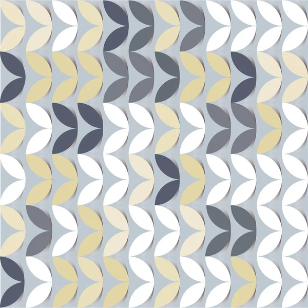 Retro giometrische nahtlose Vektorkreise graues Papier sprießen abstrakte trendige Muster — Stockvektor