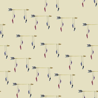 Suluboya Kızılderili şu sağ ok seamless modeli üzerinde bej