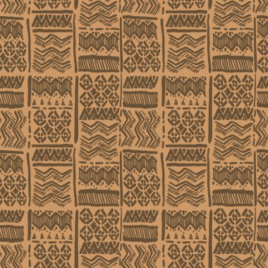 Sorunsuz vektör çizilmiş etnik kahverengi süslü