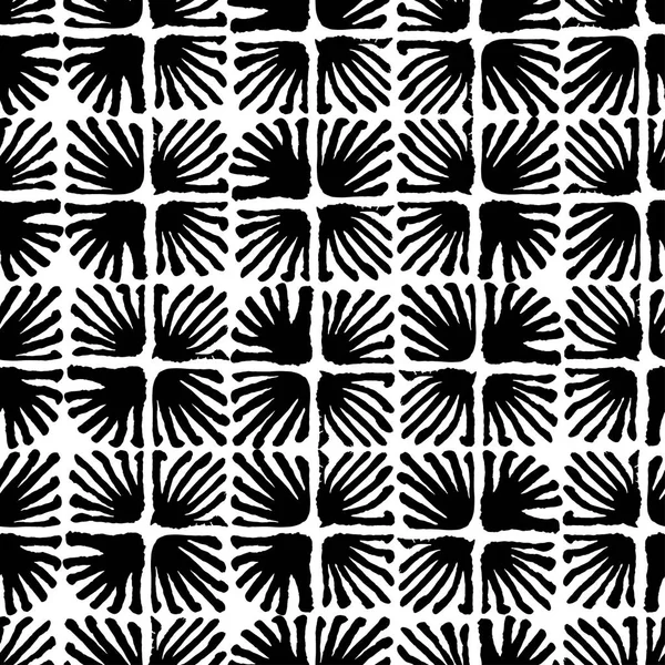 Carreau carré floral vectoriel sans couture motif noir et blanc — Image vectorielle