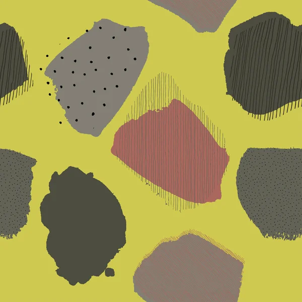 Collage hedendaagse abstract bessen naadloze citroen patroon — Stockvector