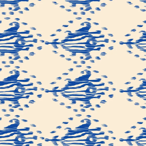 Pola vektor etnik biru Ikat tak berjahit dalam gaya cat air. Warna air ikat ornamen oriental . - Stok Vektor