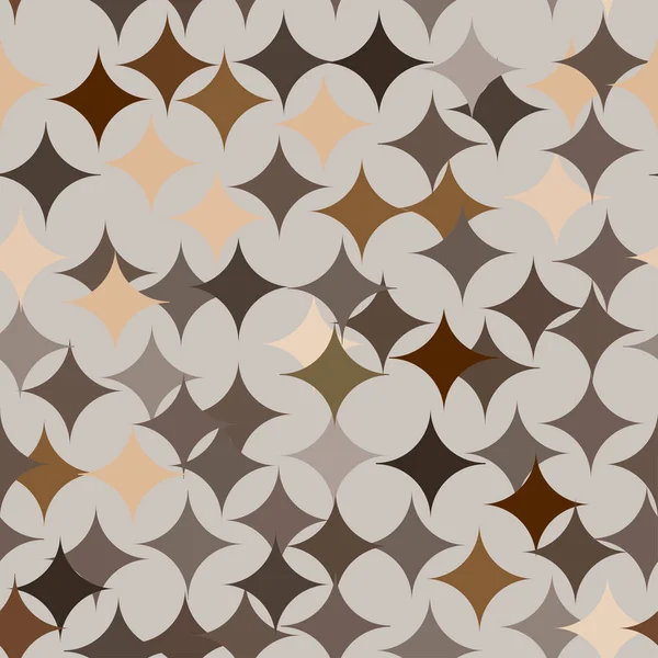 Patrón de baldosas retro sin costura vector abstracto con redondos geométricos textura marrón — Vector de stock