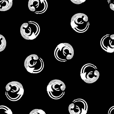 Kroki hayalet ruh yolu kızlarda siyah arka plan üzerine yuvarlak. Sorunsuz vektör desen