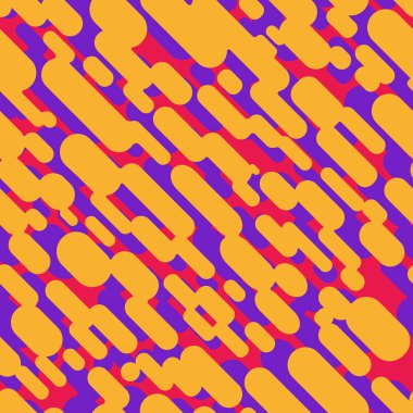 Çizgi film soyut orangw ve kırmızı çizgiler ve noktalar seamless modeli üzerinde leylak renkli