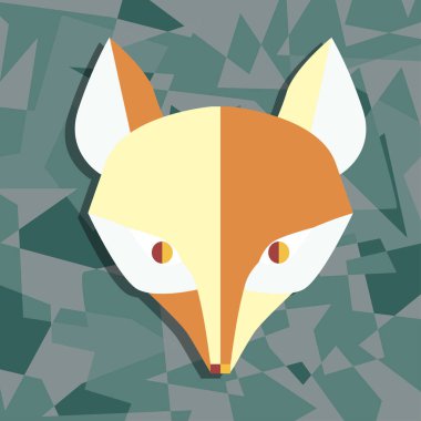 Kağıt tilki koyu turkuaz vektör poster