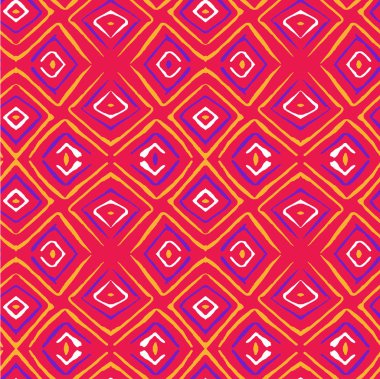 Linocut rhombus vektör sorunsuz kontrast desen