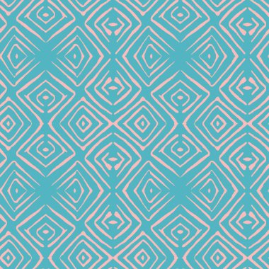 Linocut rhombus turkuaz vektör seamless modeli