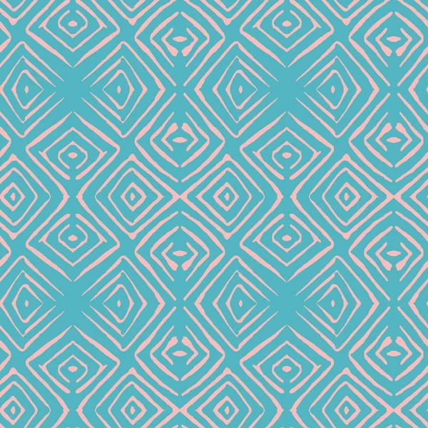 Linocut rhombus turkuaz vektör seamless modeli
