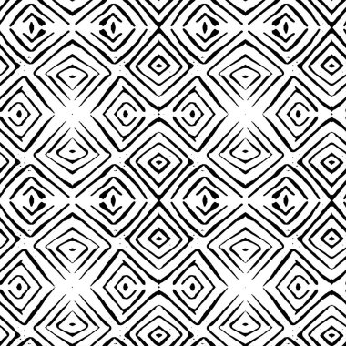 Linocut rhombus kiremit vektör seamless modeli