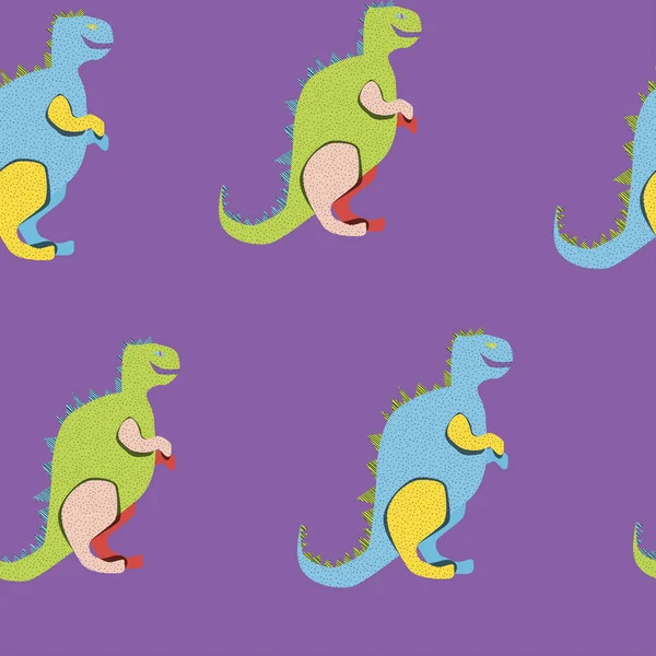 Dinosaurios del arte pop en el fondo lila — Archivo Imágenes Vectoriales