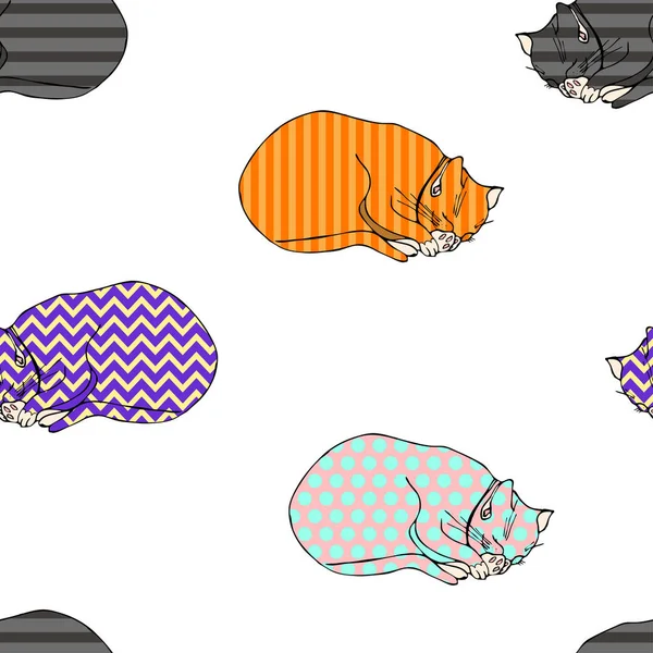 Цветной бесшовный векторный рисунок котенка — стоковый вектор