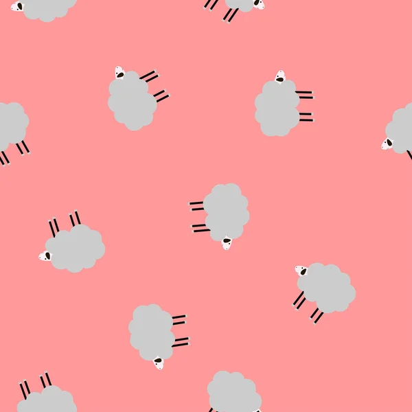 Мультфильм овцы вектор розовый милый узор — стоковый вектор