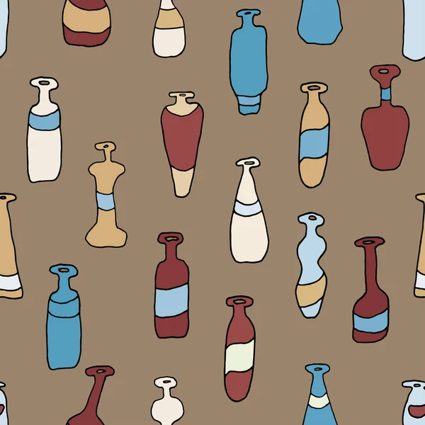 Flaschen farbig nahtloses Retro-Muster — Stockvektor