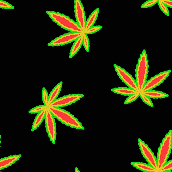 Marijuana bandiera vettoriale nero modello senza cuciture — Vettoriale Stock