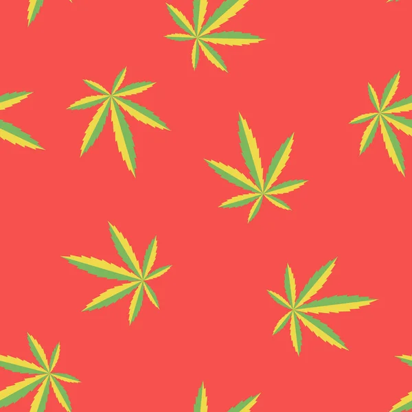 Marijuana flag colour vector red seamless pattern — Stock Vector
