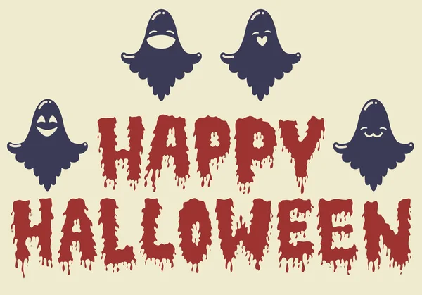 Cartoon ghosts Happy Halloween emoji candles  card — Stock Vector