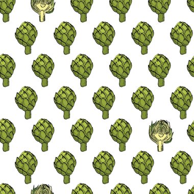 Renkli vektör enginar Dikişsiz doğal desen