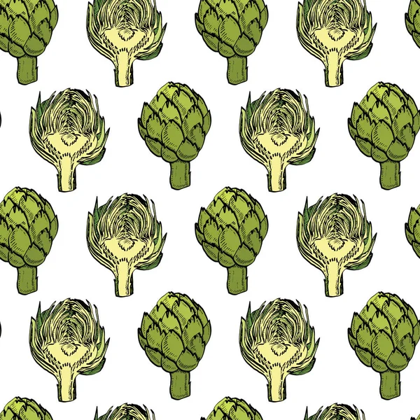 Warna vektor artichoke pola alami mulus — Foto Stok Gratis