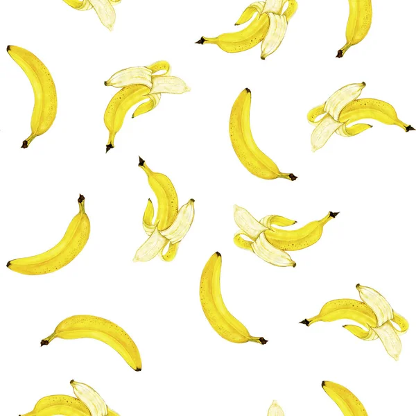 Padrão de banana aquarela natural — Fotografia de Stock