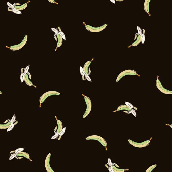 Vetor natural colorido bananas padrão preto — Vetor de Stock