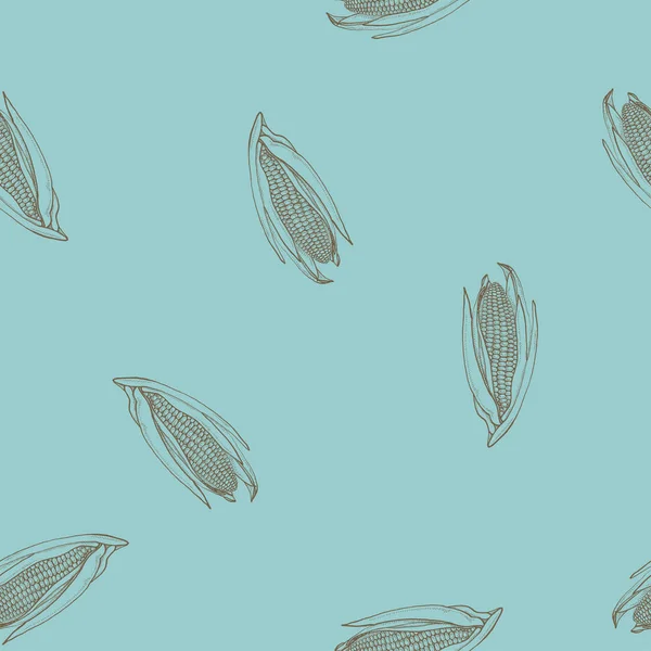 书法玉米无缝矢量绿松石图案 — 图库矢量图片