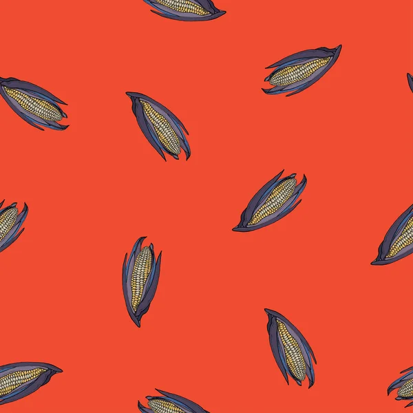 Color maíz sin costura vector rojo patrón — Archivo Imágenes Vectoriales