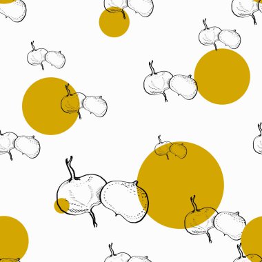 Sarı dairelerile hat yolu vektör renkli Jicama deseni 