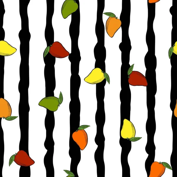Caligrafía mango con patrón de tiras negras — Archivo Imágenes Vectoriales
