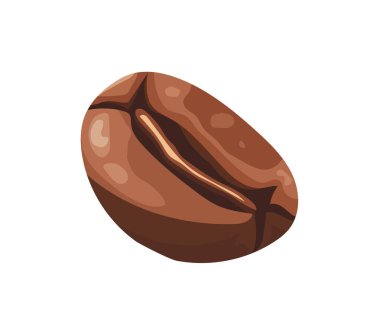 Kahve çekirdekleri kavrulmuş. Vektör clipart, izole edilmiş arkaplan ile illüstrasyon.