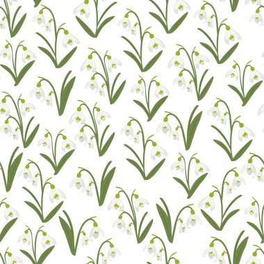 Kar damlaları kusursuz desen oluşturuyor. Vektör clipart, izole edilmiş arkaplan ile illüstrasyon.