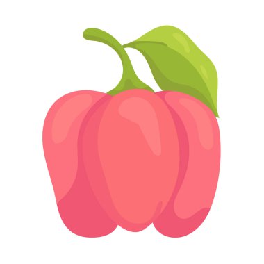 Gül elması. Düz vektör, clipart illüstrasyonu beyaz arkaplanda izole edildi.