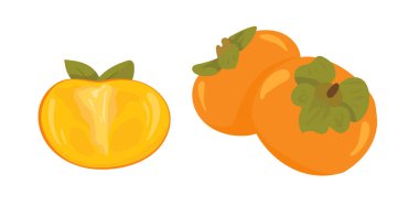 Hurma. Düz vektör, clipart illüstrasyonu beyaz arkaplanda izole edildi.