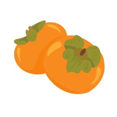 Hurma. Düz vektör, clipart illüstrasyonu beyaz arkaplanda izole edildi.